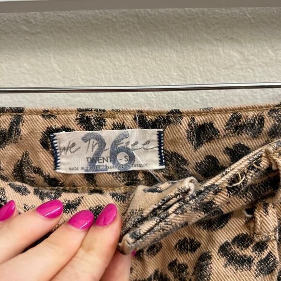 Free People Cheetah Leopard High Waist Raw Hem Denim Shorts - Picture 5 of 5